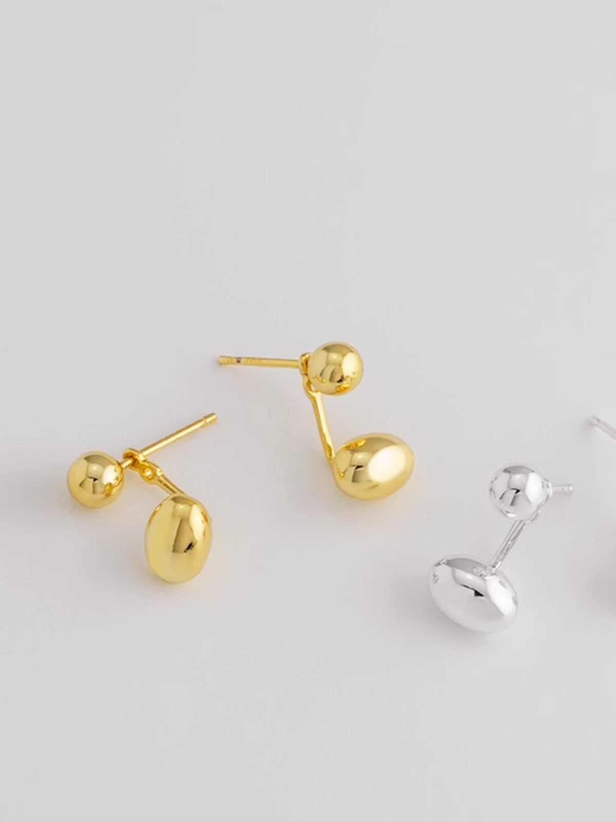 AMARE Boucles d'Oreilles Clous Ovales Minimalistes