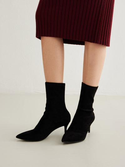 Slingback Heel Suede Ankle Boots