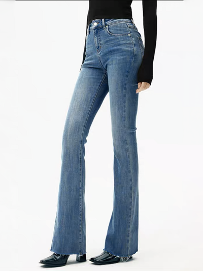 Jean bootcut taille haute en denim 