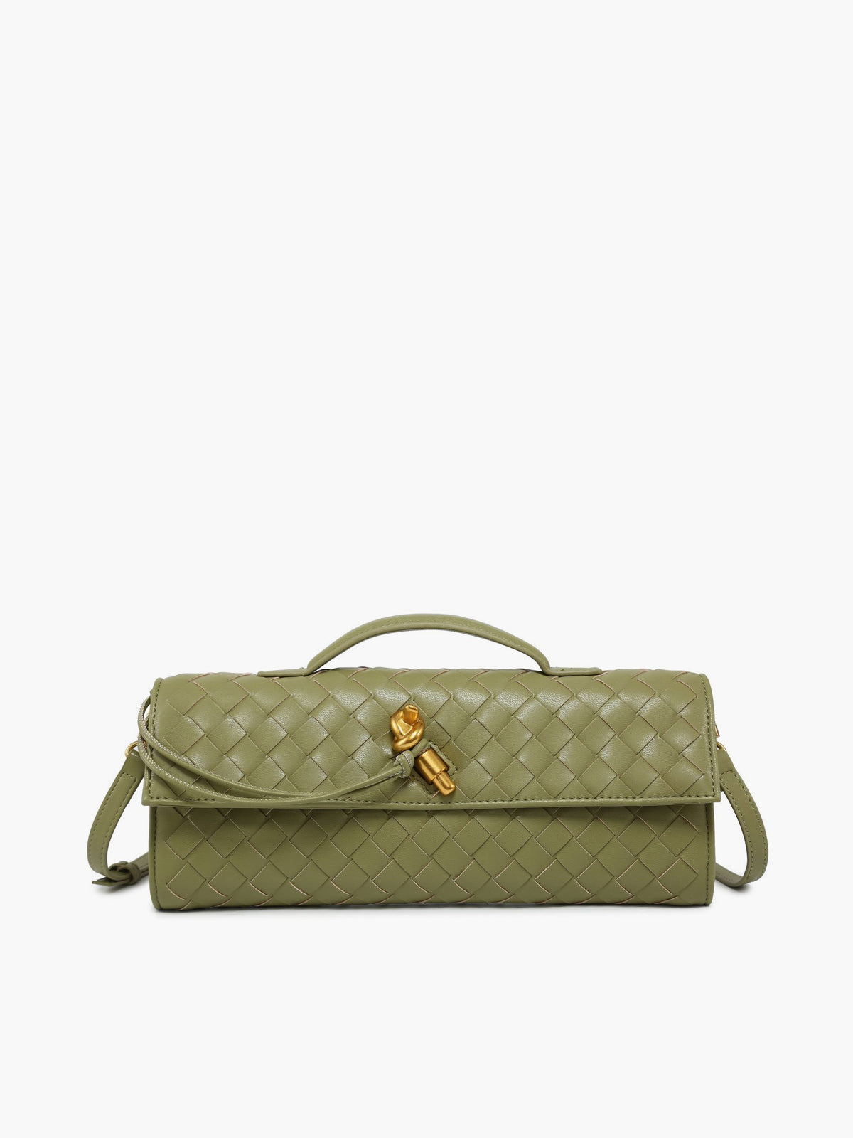 Two Way Woven Flap Clutch Shoulder Bag