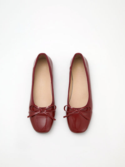 Bowknot Decor Square Toe Ballet Mary Jane Flats