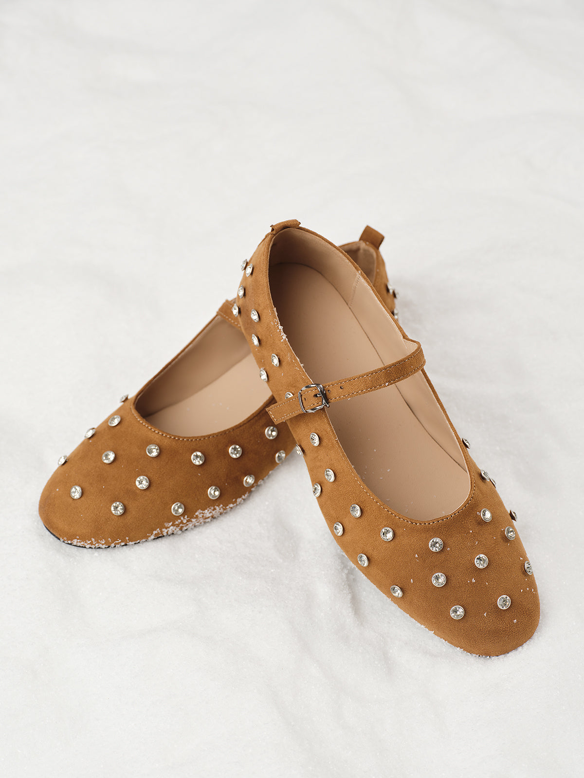 Rhinestone Suede Ballet Flats