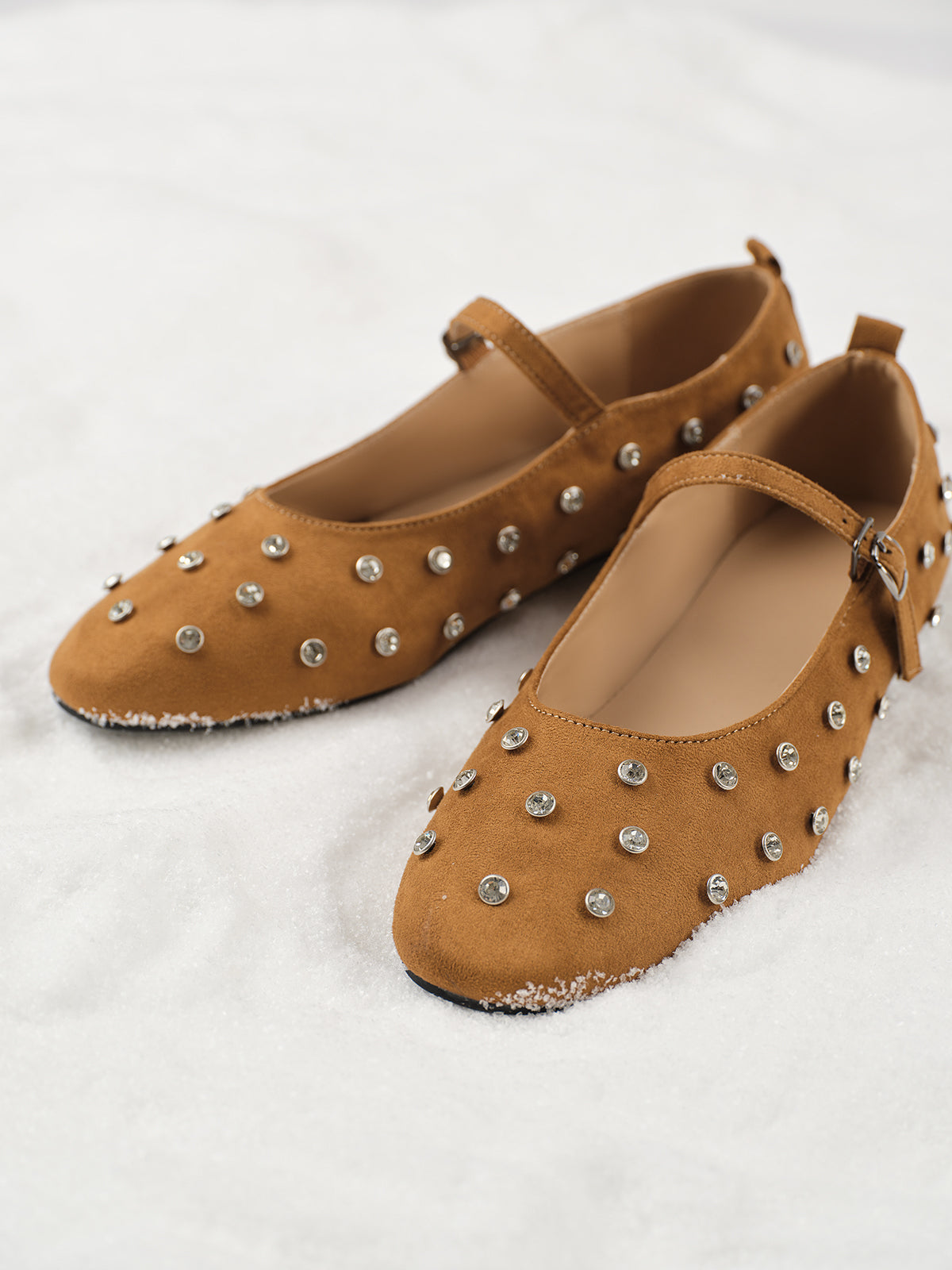 Rhinestone Suede Ballet Flats