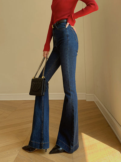 Jean slim bootcut en denim sans ceinture 