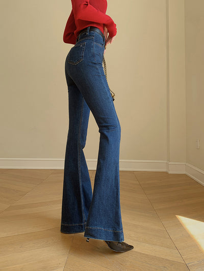 Jean slim bootcut en denim sans ceinture 