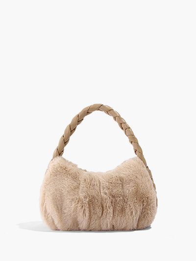 Woven Strap Fuzzy Hand Bag