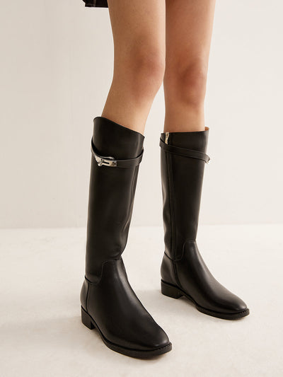 Belted Knee-High Knight Boots