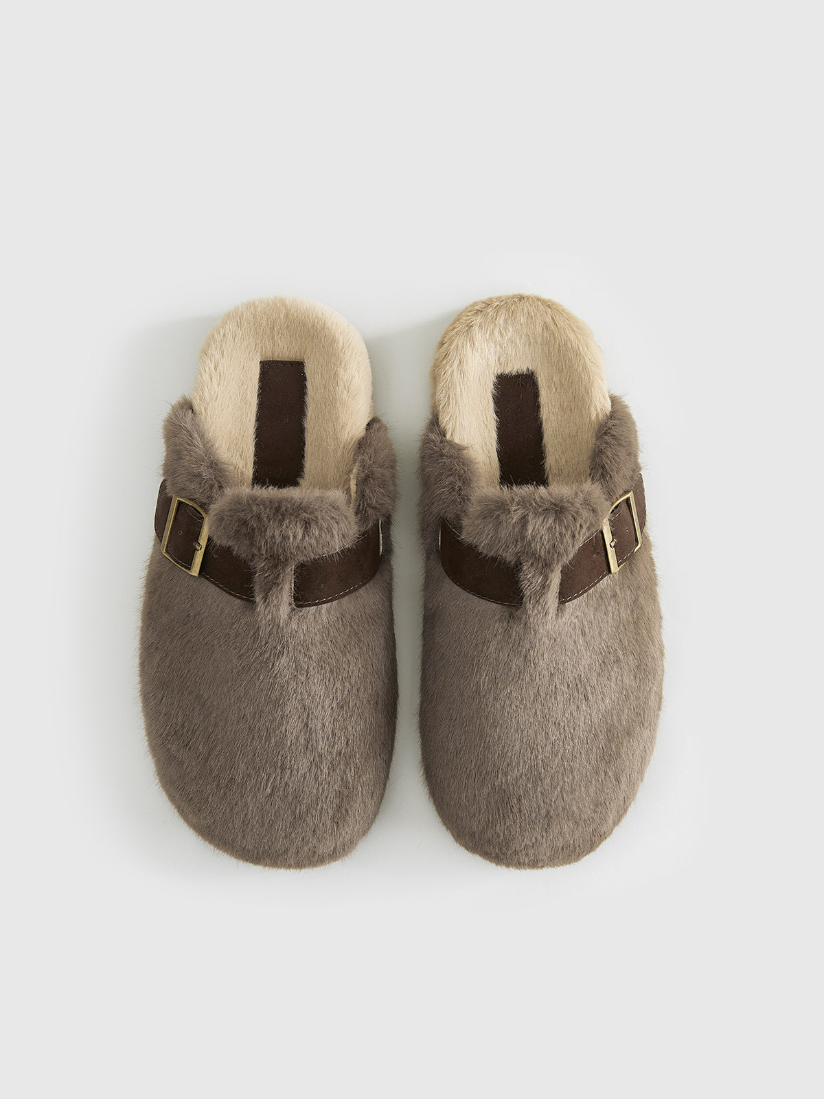 Belt-Design Furry Mule Slippers