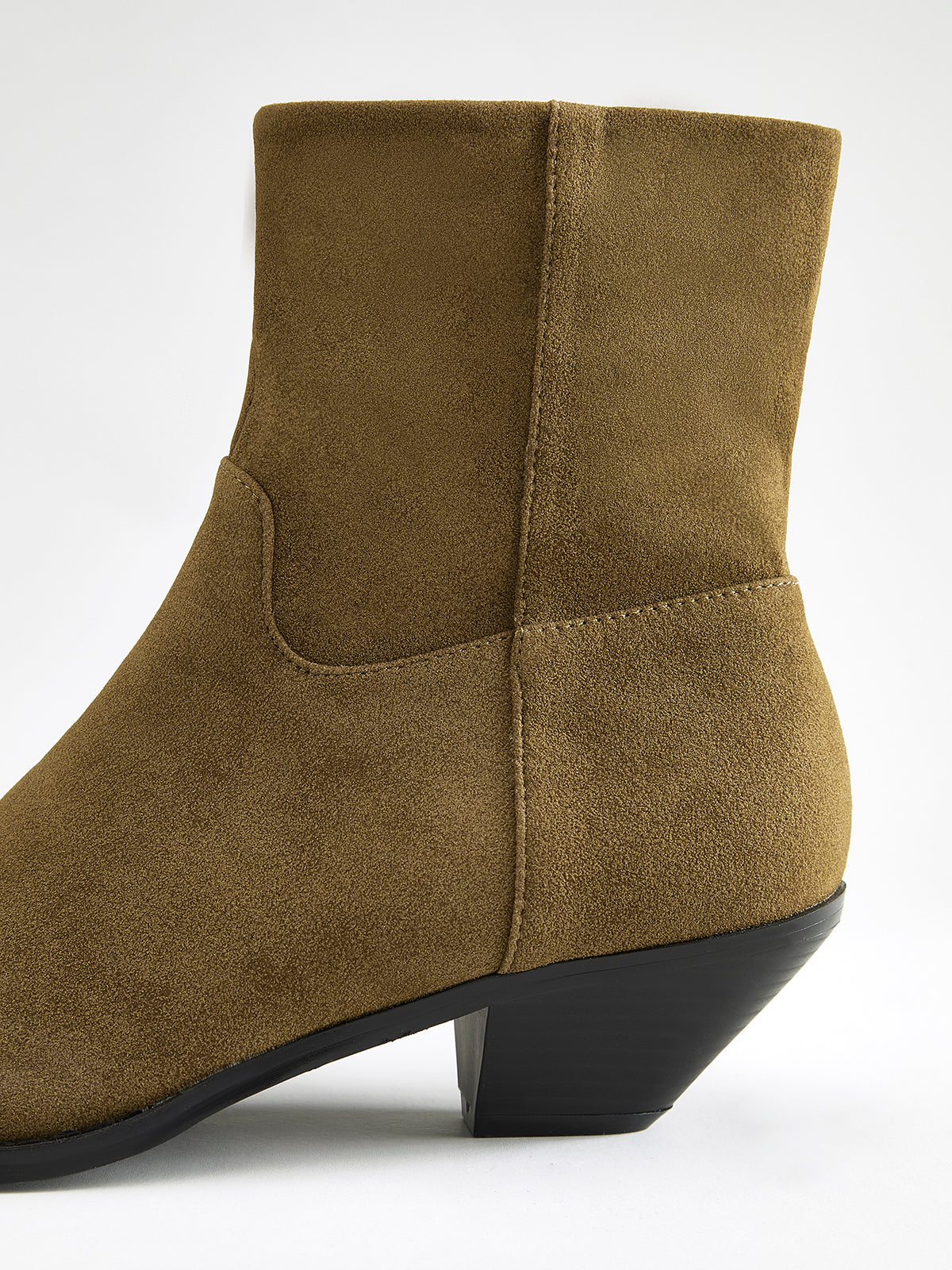 Block Heel Western Zip Ankle Boots