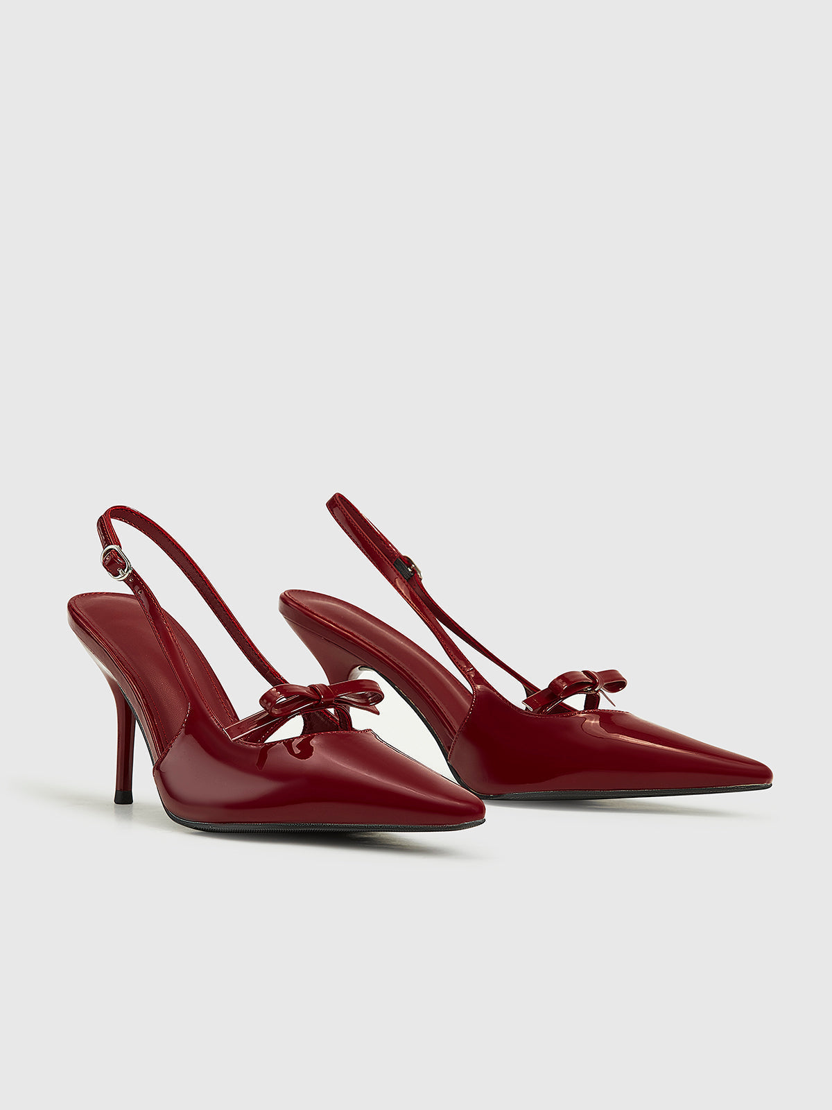 Pointed Toe Bow-Decor Slingback Pumps