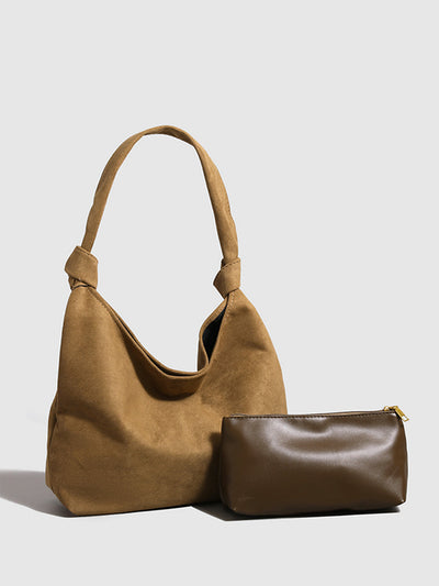 Knotted Suede Hobo Bag