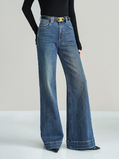 Jean bootcut taille mi-haute sans ceinture 