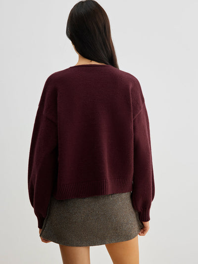 Pull à manches lanternes avec nœud en velours 