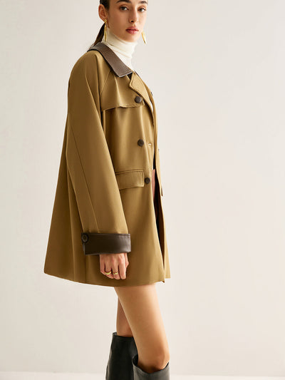 Trench-coat à boutons et bordures contrastées 