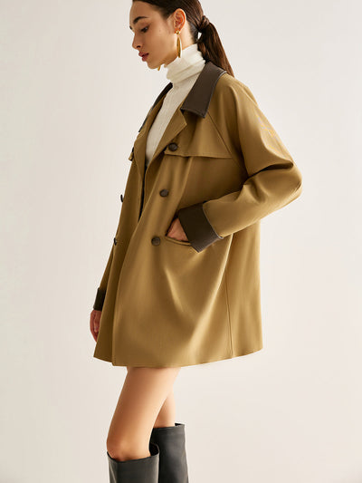 Trench-coat à boutons et bordures contrastées 