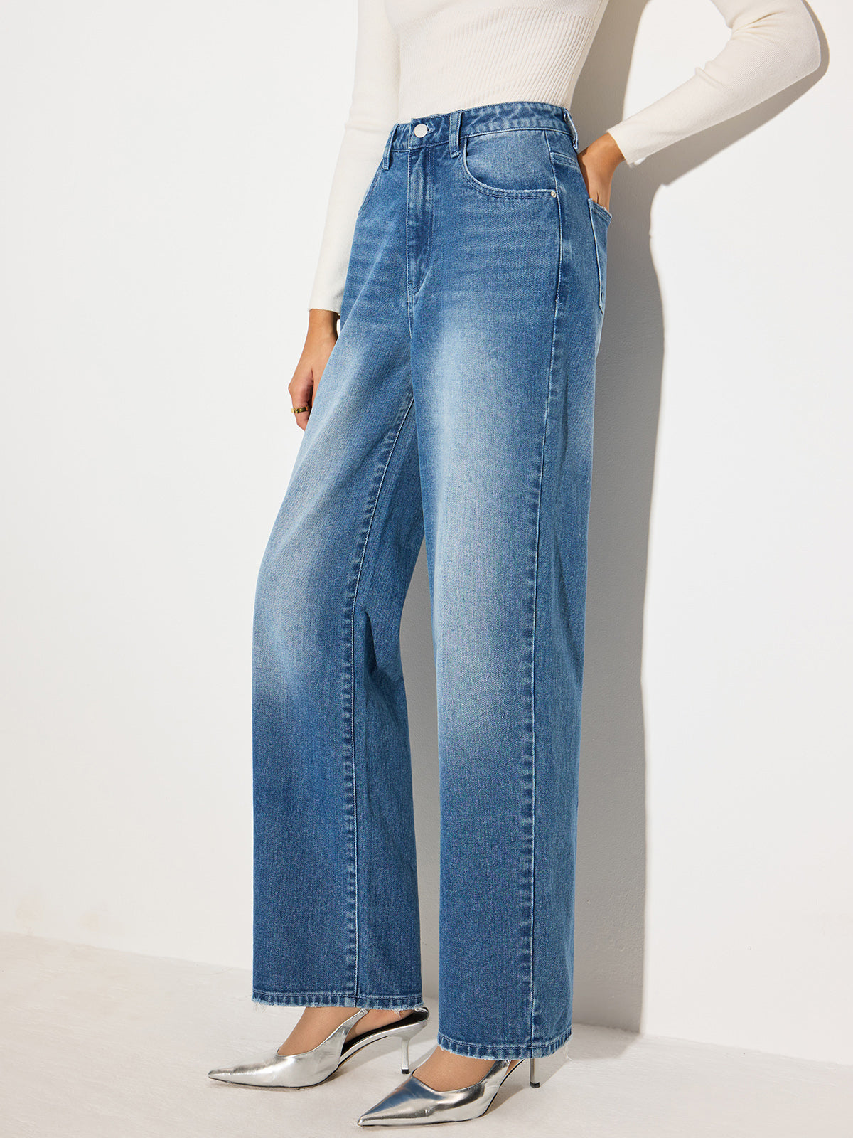 Jean en denim taille moyenne 