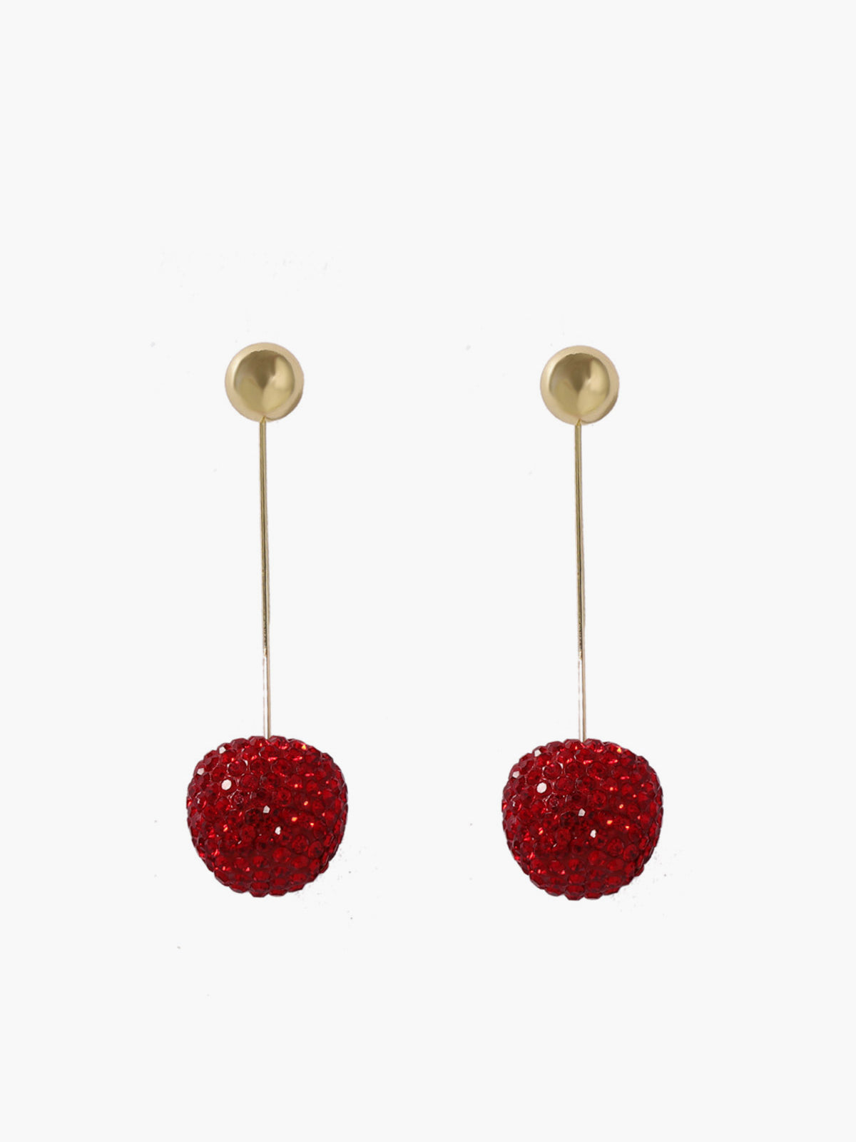 AMARE Boucles d'Oreilles Stud Drop Cerise avec Rhinestones Étincelants