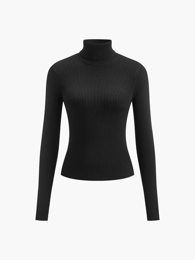 Haut en tricot slim à col roulé minimaliste 