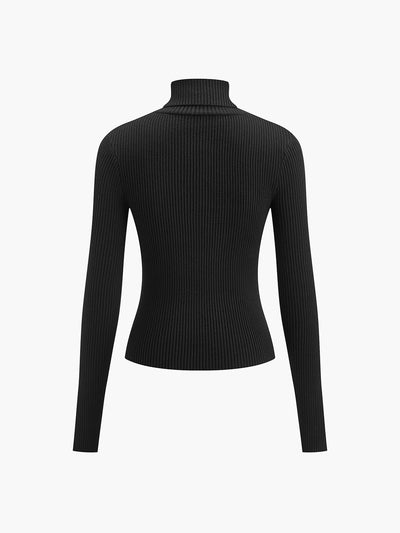 Haut en tricot slim à col roulé minimaliste 