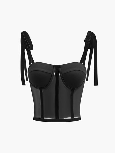 Haut court corset en maille nouée 